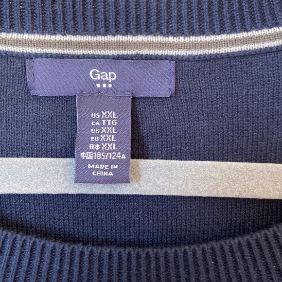 Nwot Mens GAP Navy and Grey Stripe Sweater XXL - Picture 4 of 7